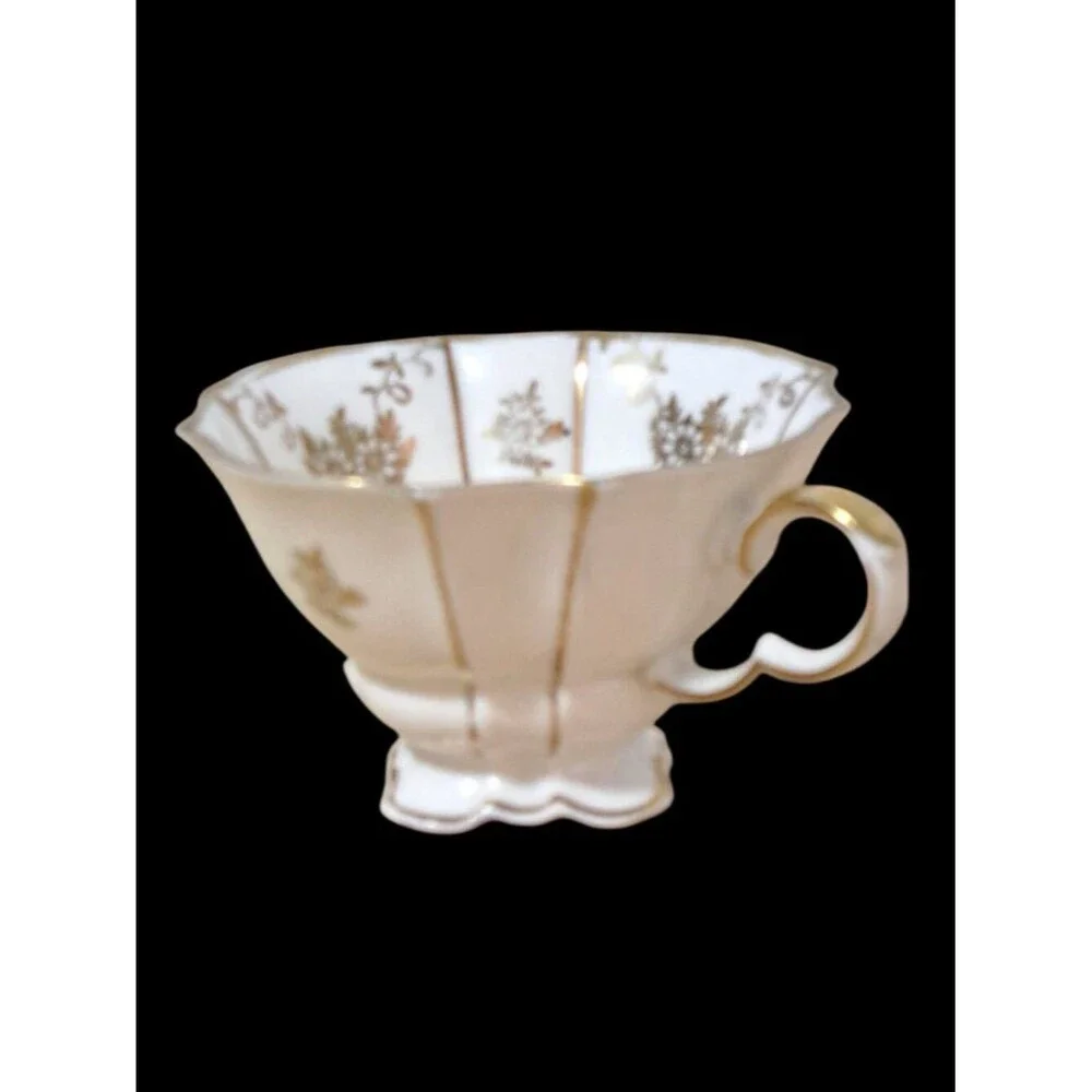 LINDNER Kueps Bavaria Demitasse Floral Footed Gold Gilt Porcelain Cup/Saucer